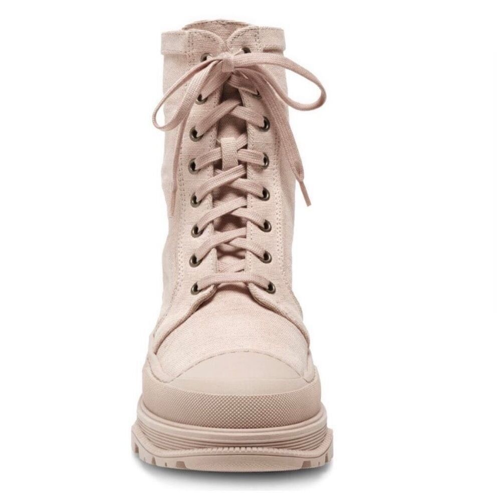 FREE PEOPLE Camp Out Canvas‎ Combat Boot, Natural, Tan/Pink, Size 8, NWT - Picture 16 of 16